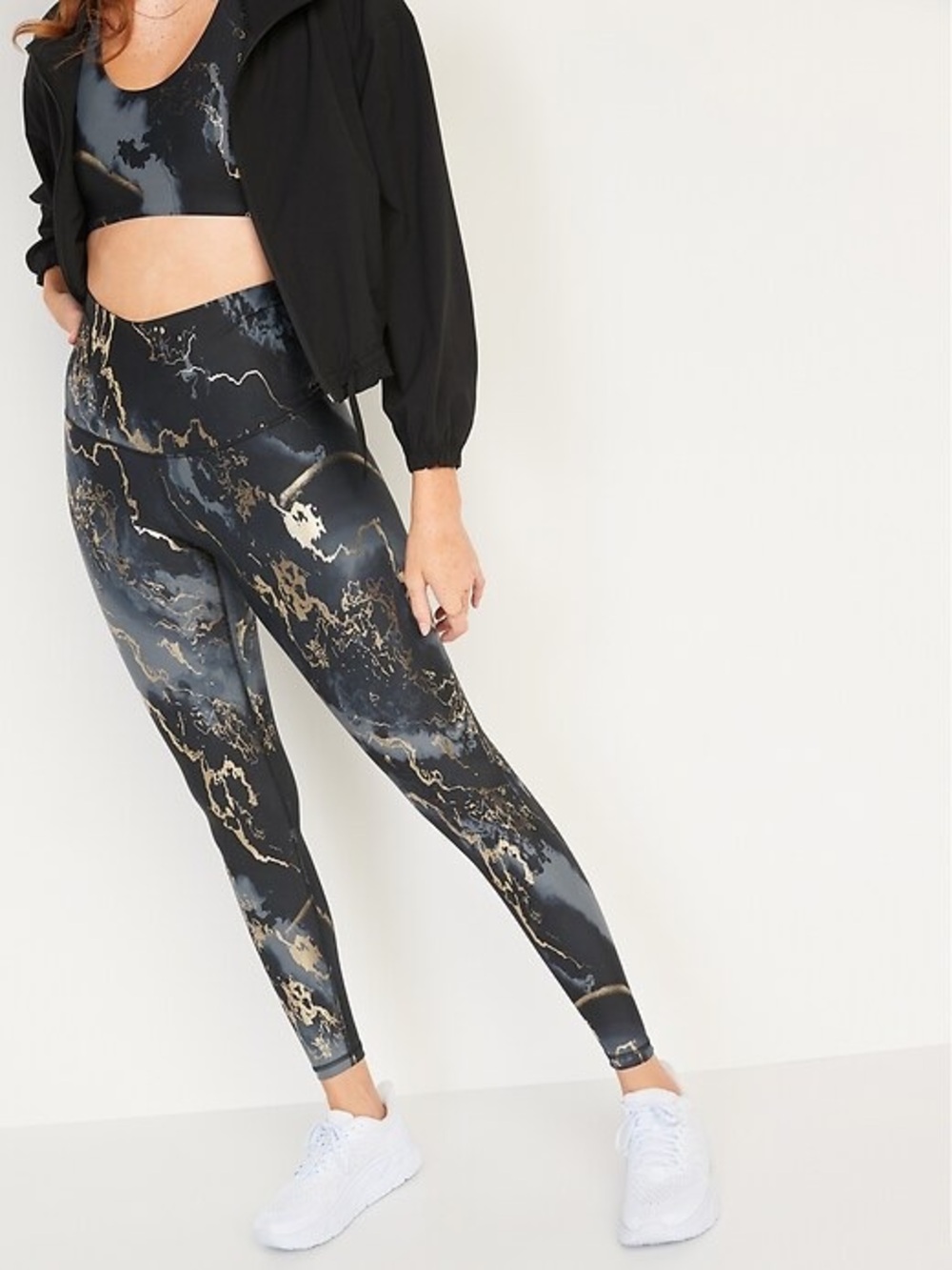 Extra High-Waisted Active Powersoft Leggings in marble metallic size Medium